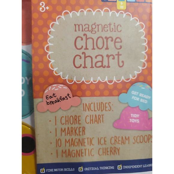 Magnetic Dry Erase Refrigerator ice cream Kid Chore Task Reward Behavior Chart - Picture 3 of 4